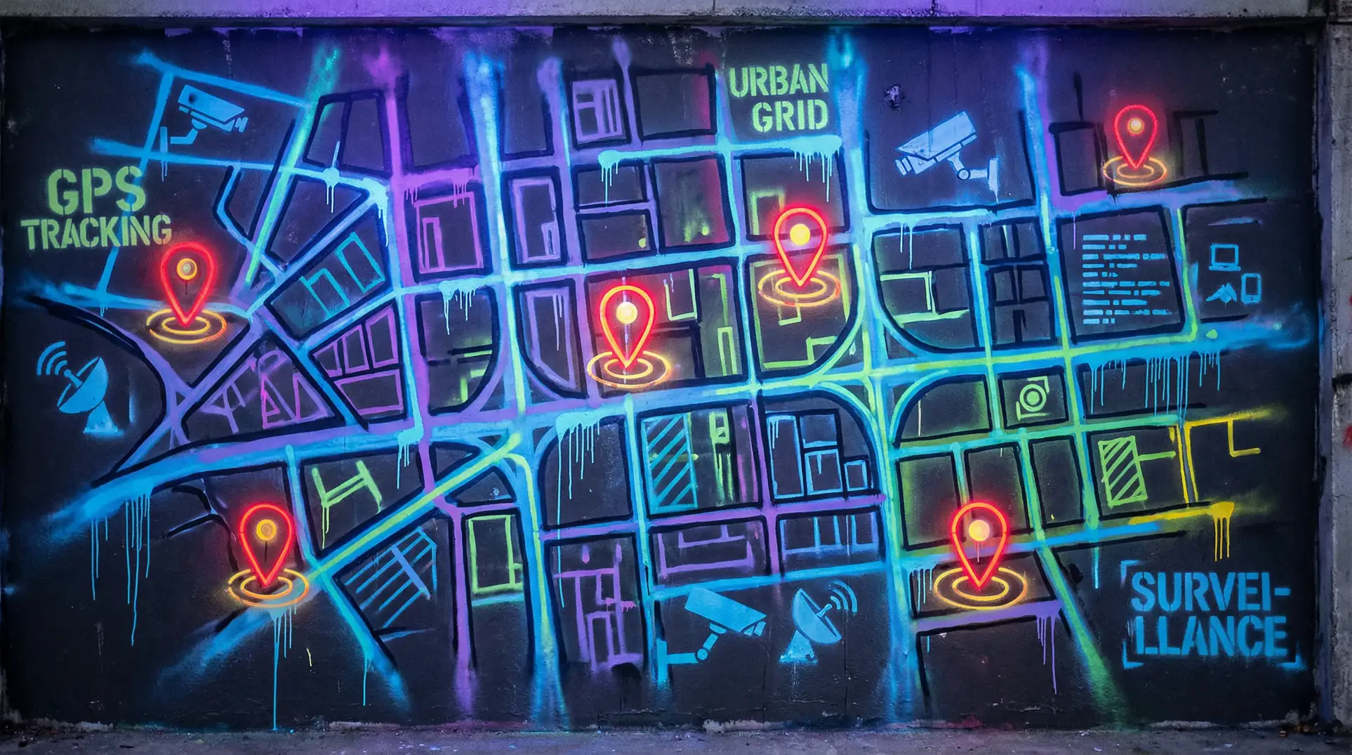 看a片 狗仔追踪地图 - 城市涂鸦风格
